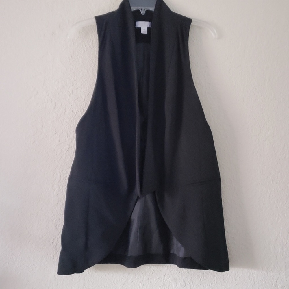 Bisou Bisou Longline Sleeveless Tuxedo Vest Black Size Medium